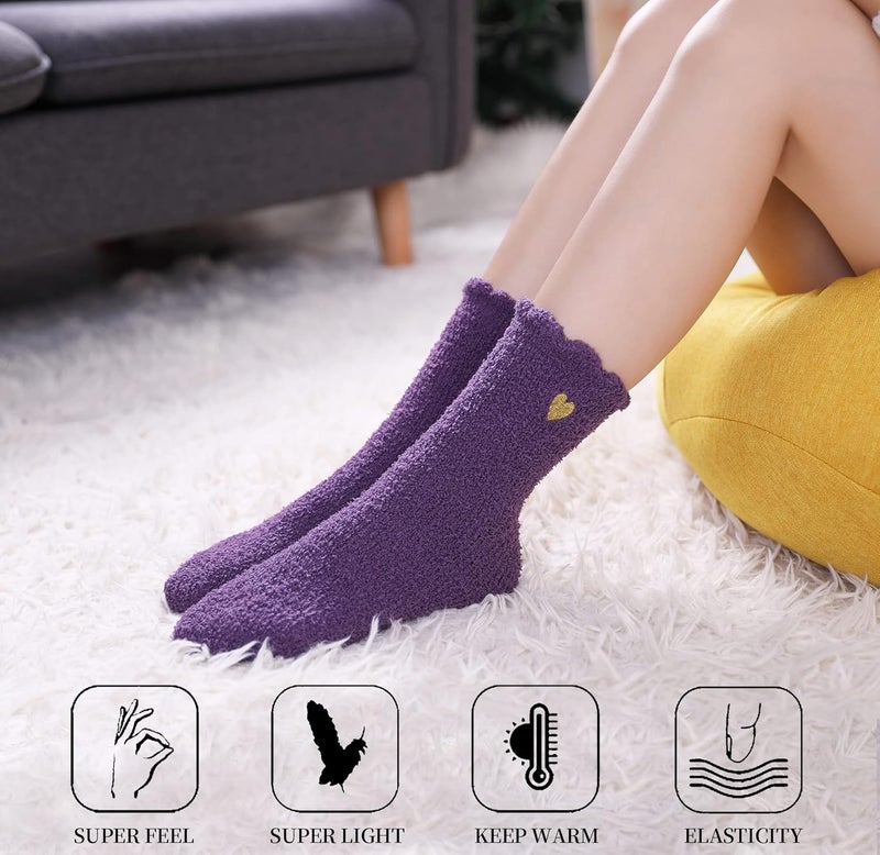 SDBING Fuzzy Socks for Women Soft Fluffy Home Sleeping Socks Cozy Warm Slipper Socks 6 or 5 Pairs - Image 5